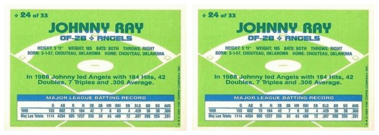 (2) 1989 Topps Hills Team MVP's Baseball #24 Johnny Ray Card Lot Angels