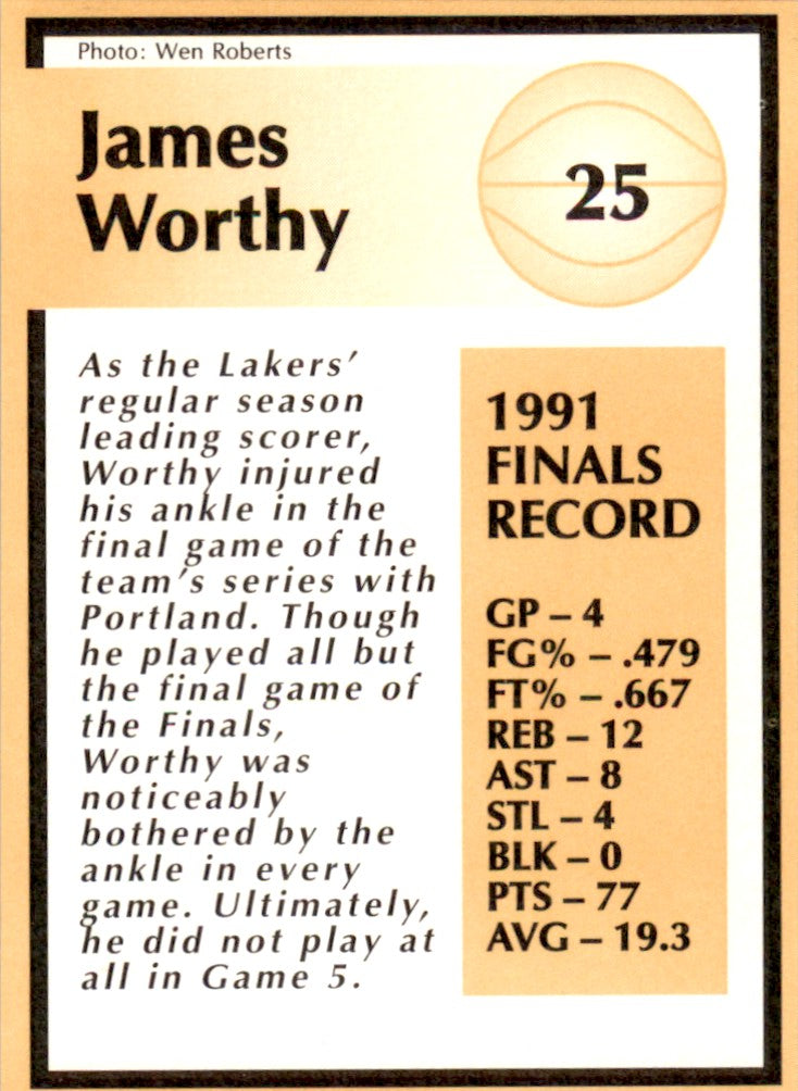 1991 Tuff Stuff Jr. Special Issue NBA FInals #25 James Worthy Lakers