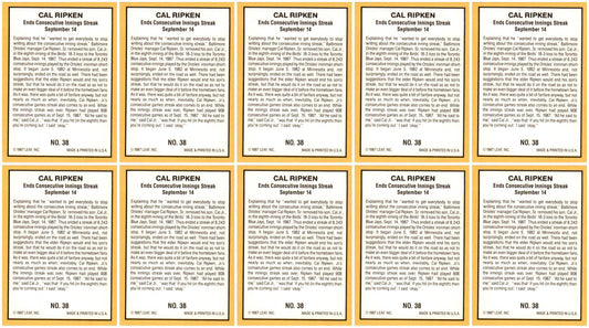 (10) 1987 Donruss Highlights #38 Cal Ripken Baltimore Orioles Card Lot