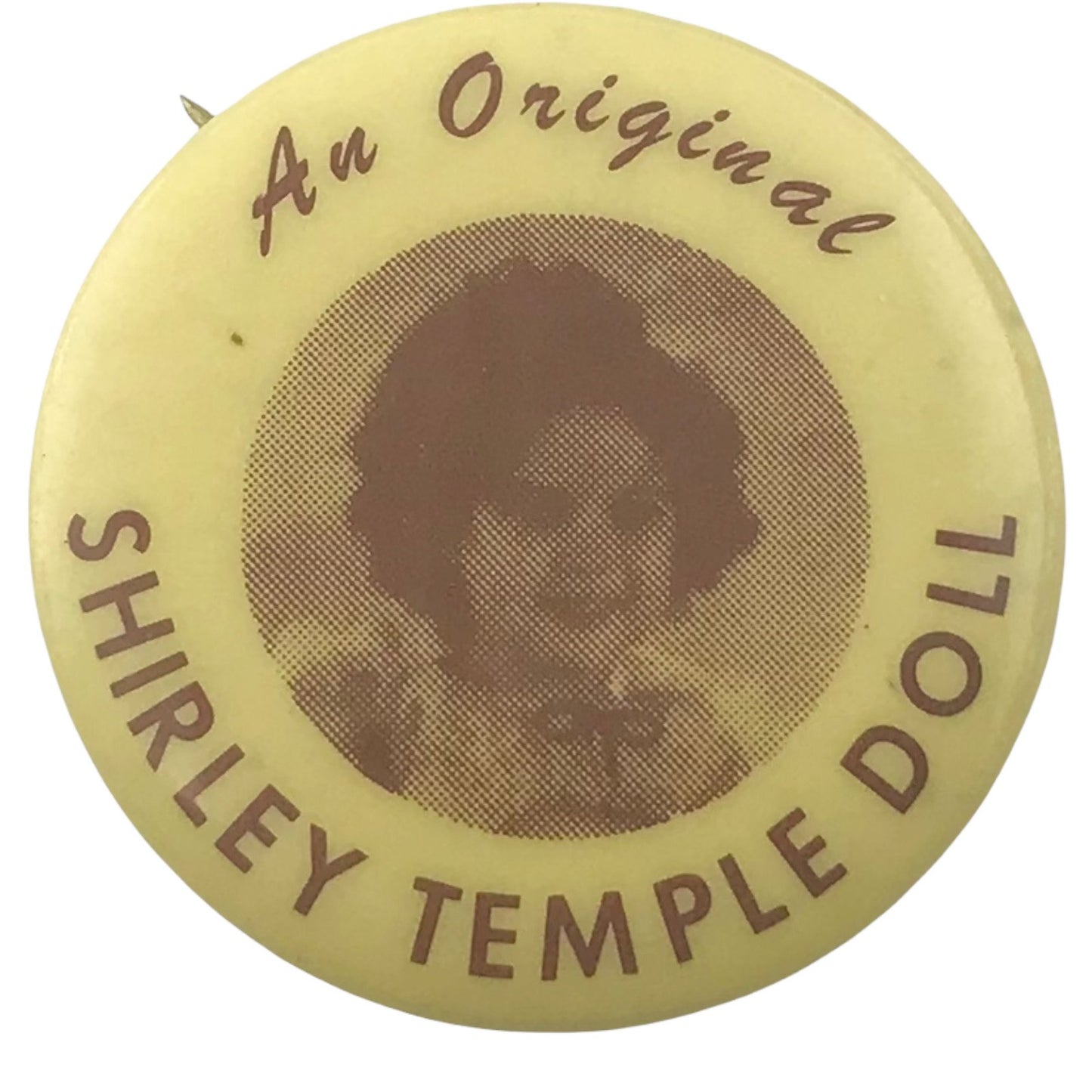 An Original Shirley Temple Doll 1 Inch Yellow Vintage Pinback Button