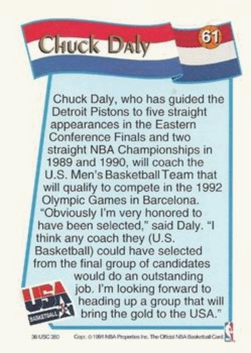 1991-92 Hoops McDonald's Basketball 61 Chuck Daly