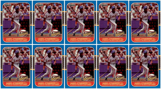 (10) 1987 Donruss Highlights #49 Darryl Strawberry New York Mets Card Lot