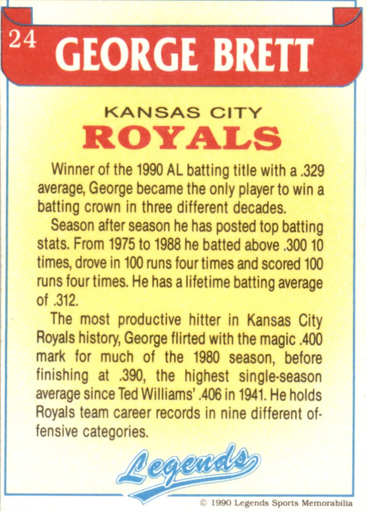 1990 Legends #24 George Brett Kansas City Royals