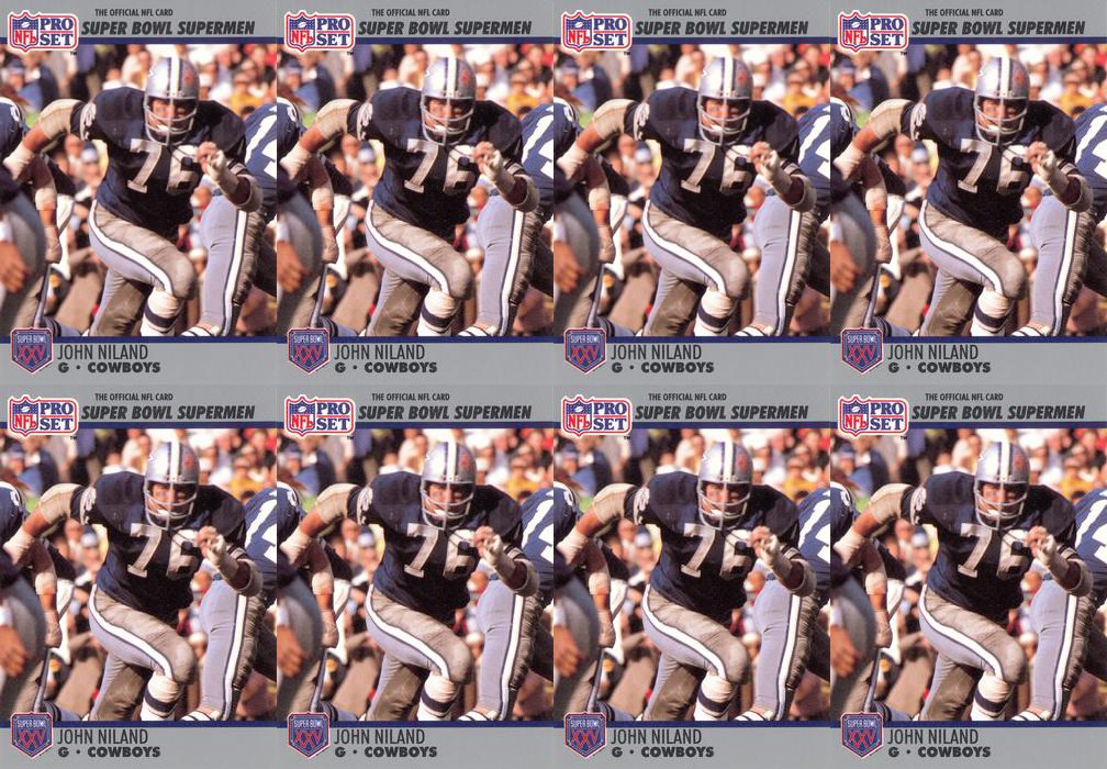 (8) 1990-91 Pro Set Super Bowl 160 Football #68 John Niland Cowboys Card Lot