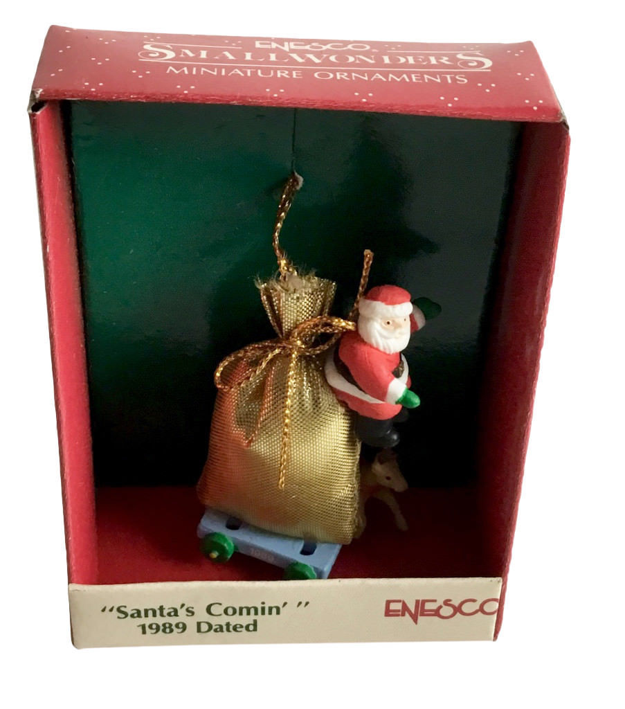 Enesco Small Wonders "Santa's Comin' " Vintage 2 Inch Miniature Christmas 1989