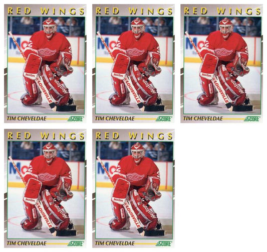(5) 1991-92 Score Young Superstars Hockey #25 Tim Cheveldae Card Lot Red Wings