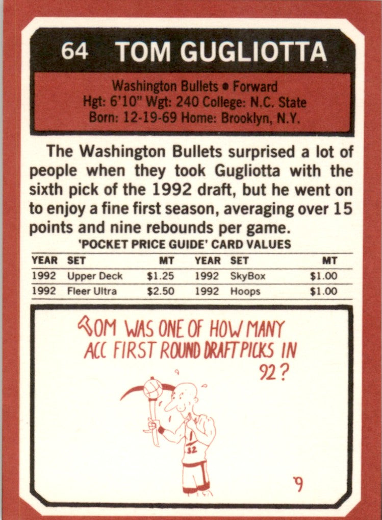 1993 SCD #64 Tom Gugliotta Washington Bullets