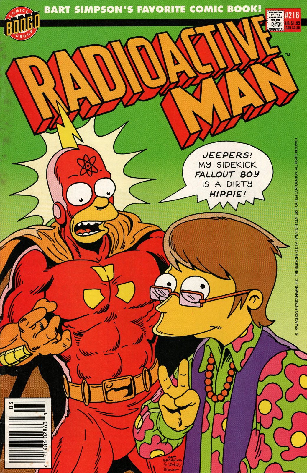 Radioactive Man #216 Newsstand Cover (1993-1994) Bongo Comics