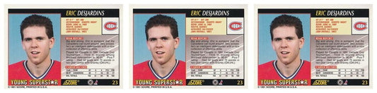 (3) 1991-92 Score Young Superstars Hockey #23 Eric Desjardins Card Lot Canadiens