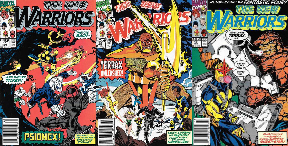 The New Warriors #15-17 Newsstand Covers (1990-1996) Marvel Comics - 3 Comics