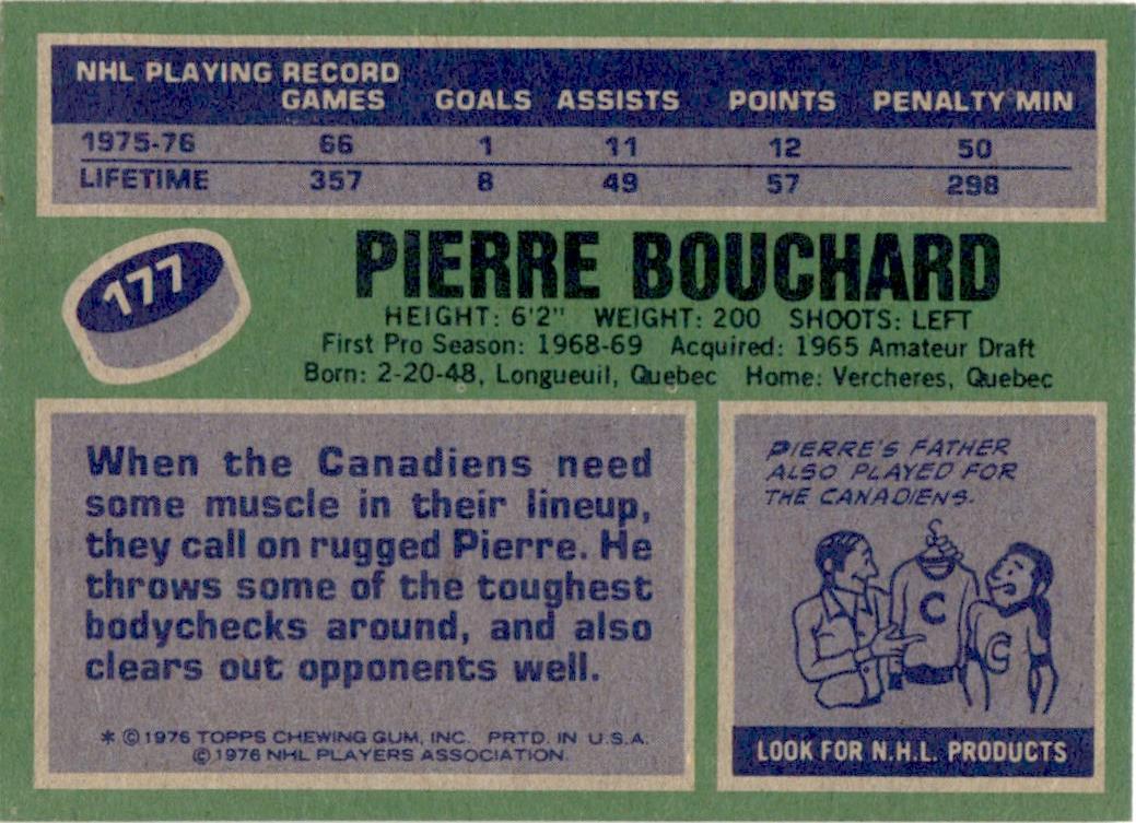 1976 Topps #177 Pierre Bouchard Montreal Canadiens EX-MT