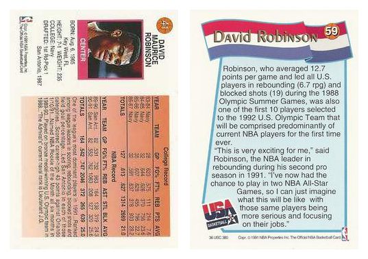 (2) 1991-92 Hoops McDonald's David Robinson Card Lot