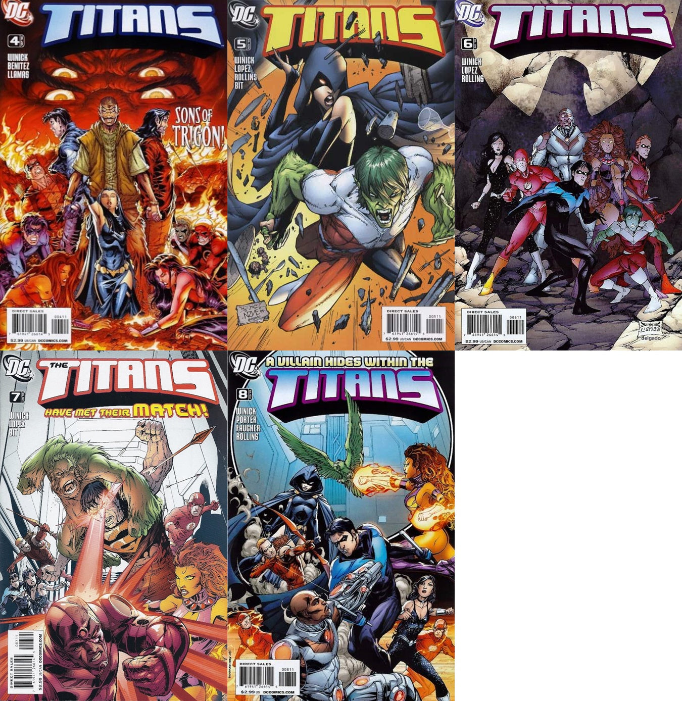 Titans #4-8 Volume 2 (2008-2011) DC Comics - 5 Comics
