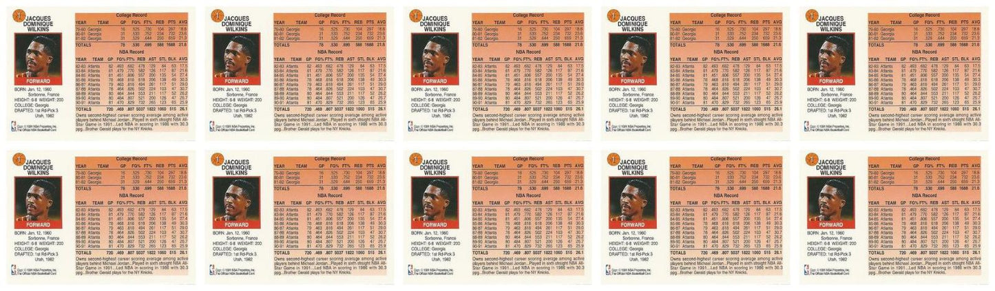 (10) 1991-92 Hoops McDonald's Basketball #1 Dominique Wilkins Lot Atlanta Hawks