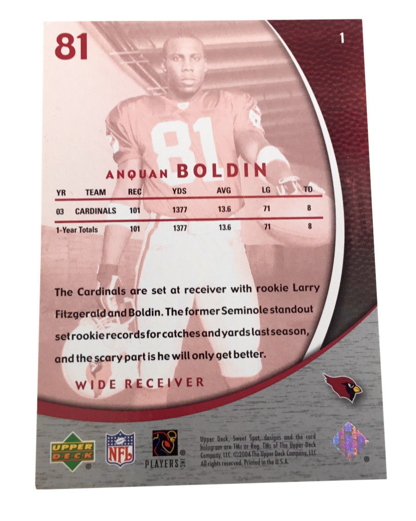 2004 Upper Deck Sweet Spot - Silver #1 Anquan Boldin Arizona Cardinals /100