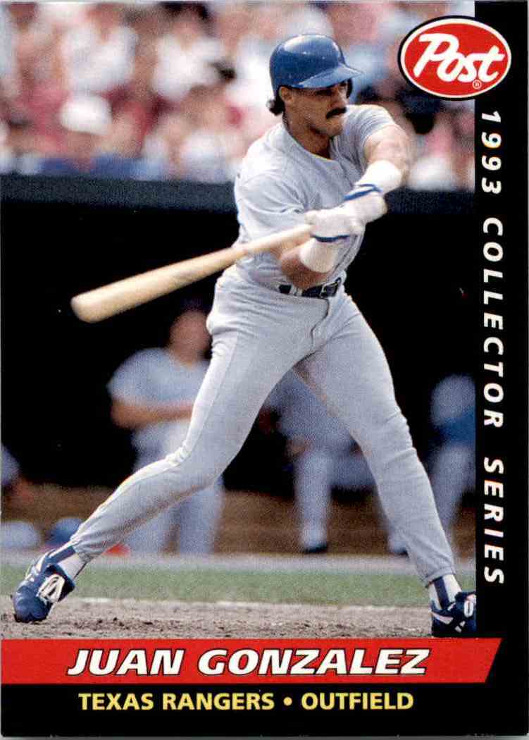 1993 Post Cereal Baseball #23 Juan Gonzalez Texas Rangers