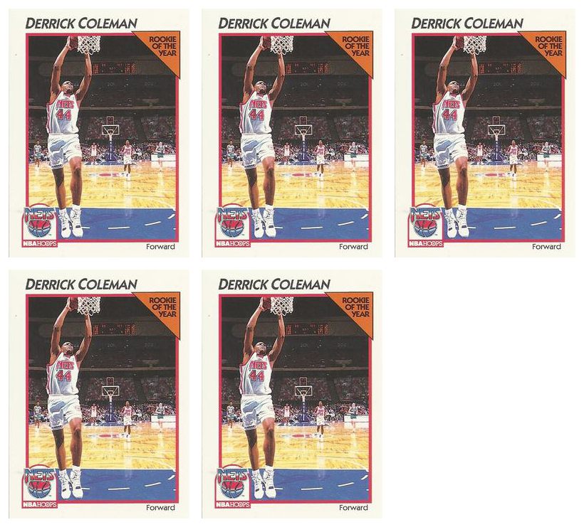 (5) 1991-92 Hoops McDonald's Basketball #25 Derrick Coleman Lot New Jersey Nets