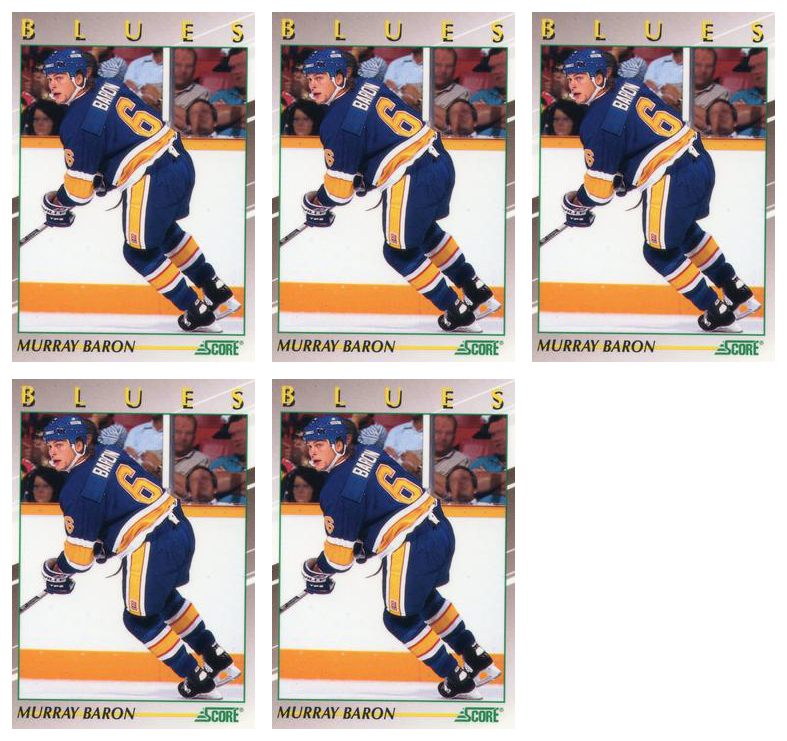 (5) 1991-92 Score Young Superstars Hockey #27 Murray Baron Card Lot Blues
