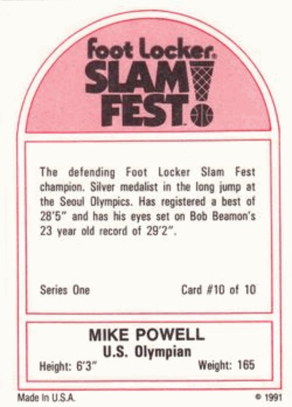 1991 Foot Locker Slam Fest Basketball #10 Mike Powell Team USA