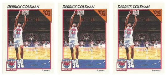 (3) 1991-92 Hoops McDonald's Basketball #25 Derrick Coleman Lot New Jersey Nets