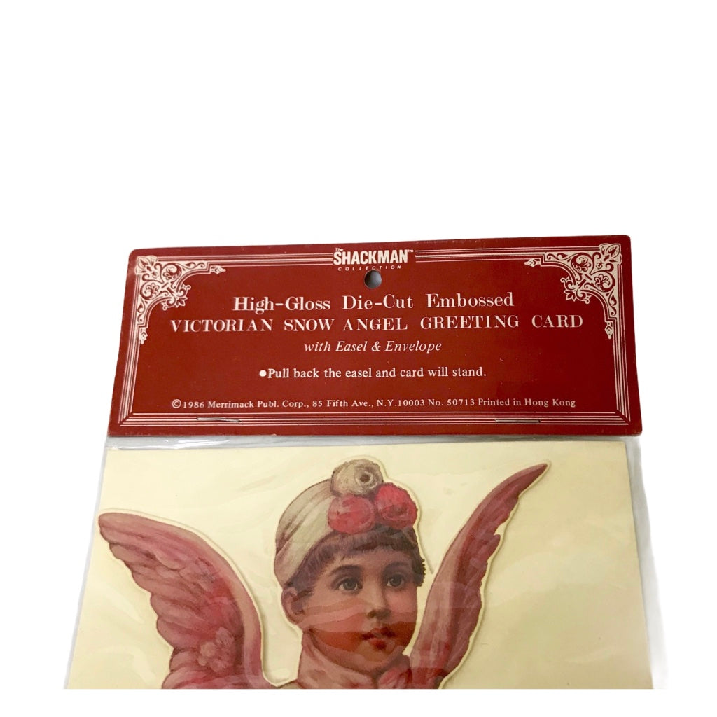 Die-Cut Embossed 10.5" Victorian Snow Angel Christmas Greeting Card 1986