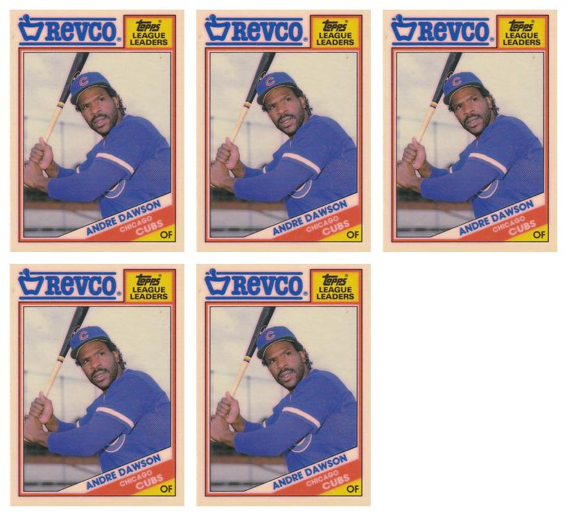 (5) 1988 Topps Revco League Leaders Baseball #2 Andre Dawson Lot Cubs