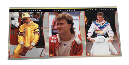 1992 All World Indy 7.5" X 3.5" Promotional Card Sheet Mario Andretti