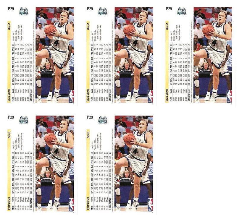 (5) 1992-93 Upper Deck McDonald's Basketball #P29 Scott Skiles Card Lot