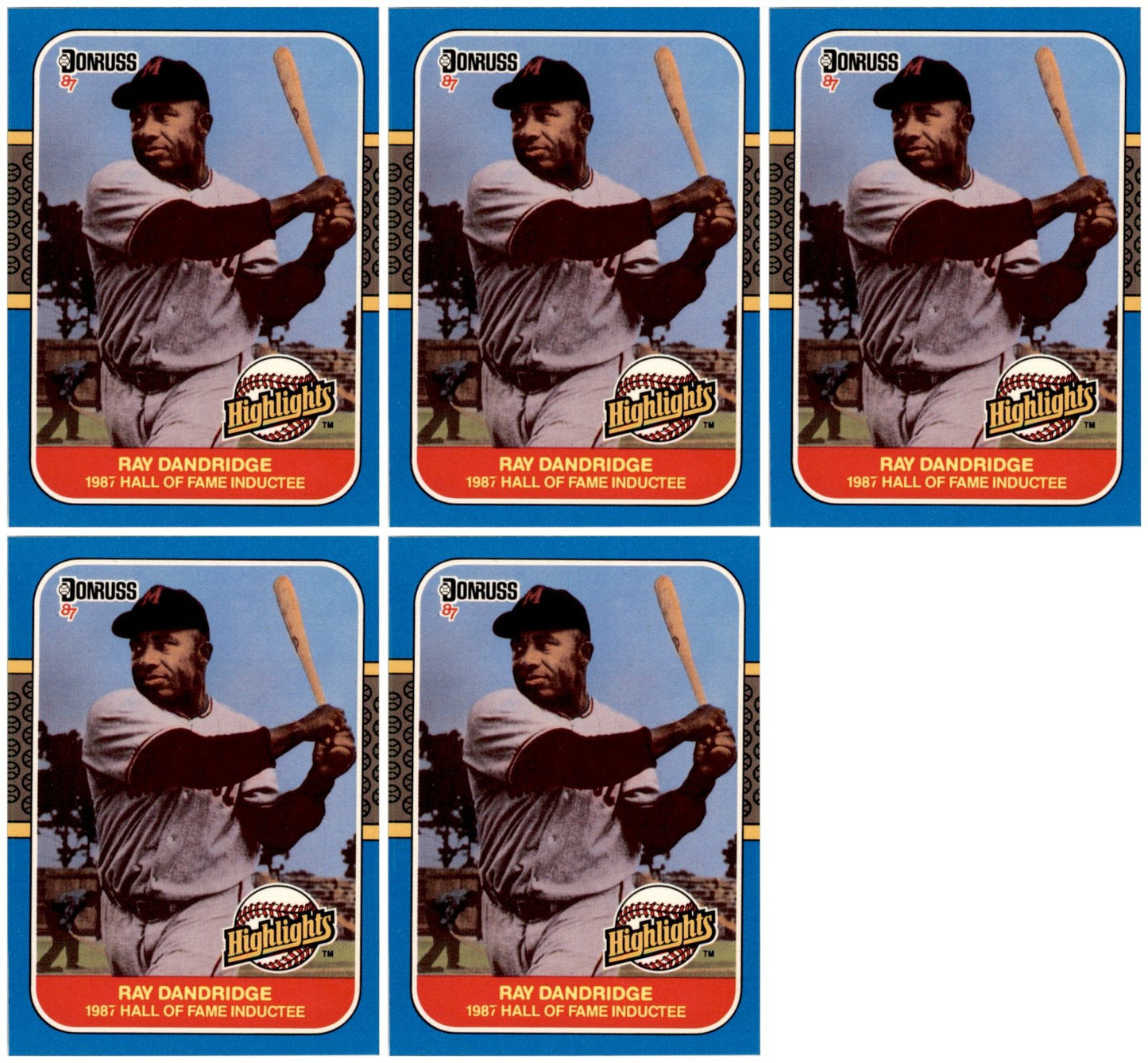 (5) 1987 Donruss Highlights #18 Ray Dandridge Minneapolis Millers Card Lot