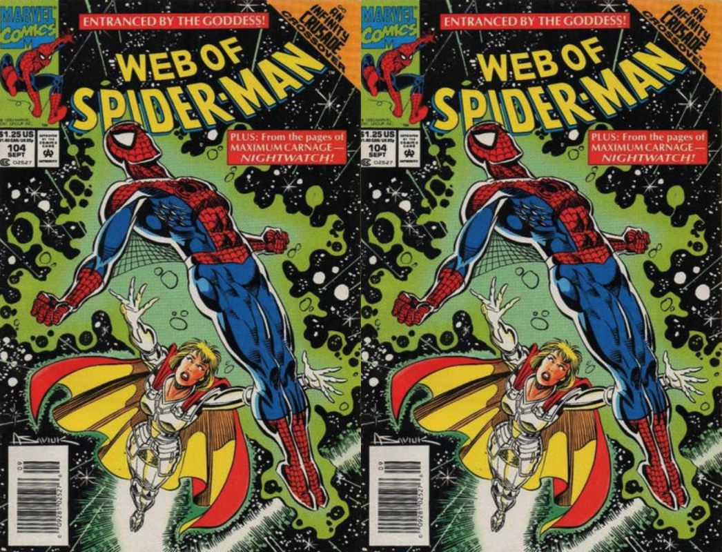 Web of Spider-Man #104 Newsstand Covers (1985-1995) Marvel Comics - 2 Comics