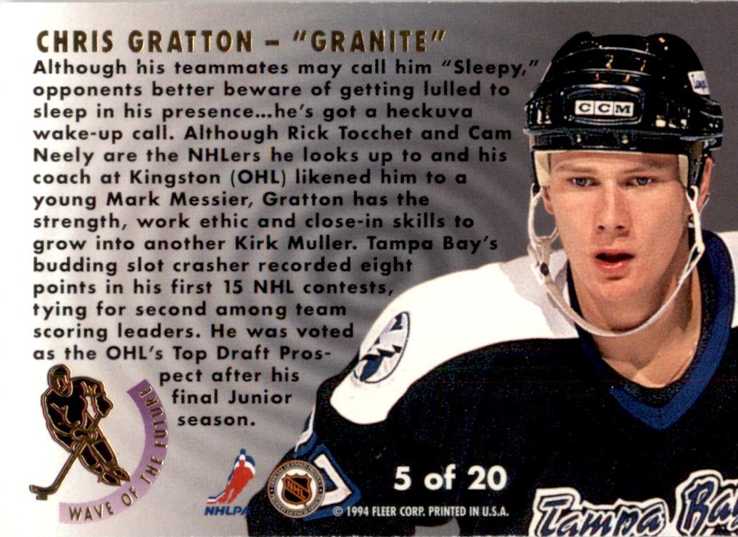 1993 Ultra Wave of the Future #5 Chris Gratton Tampa Bay Lightning