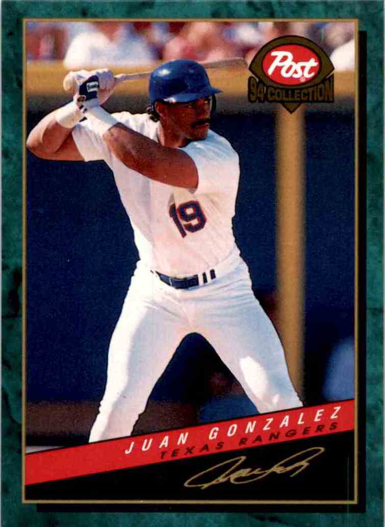 1994 Post Cereal Baseball #3 Juan Gonzalez Texas Rangers