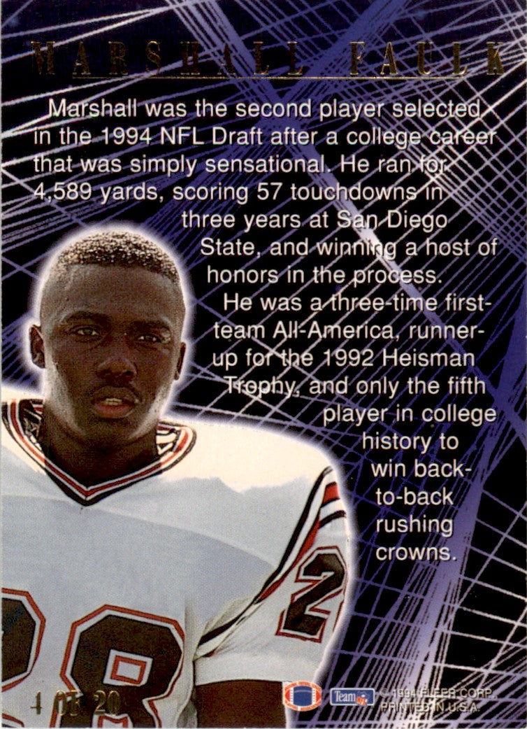 1994 Ultra First Rounders #4 Marshall Faulk Indianapolis Colts