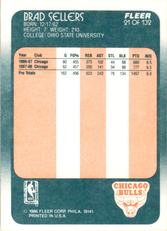 1988 Fleer #21 Brad Sellers Chicago Bulls