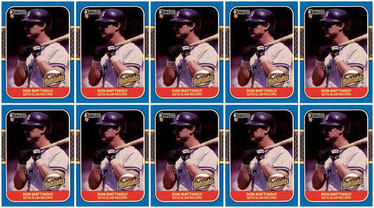 (10) 1987 Donruss Highlights #48 Don Mattingly New York Yankees Card Lot