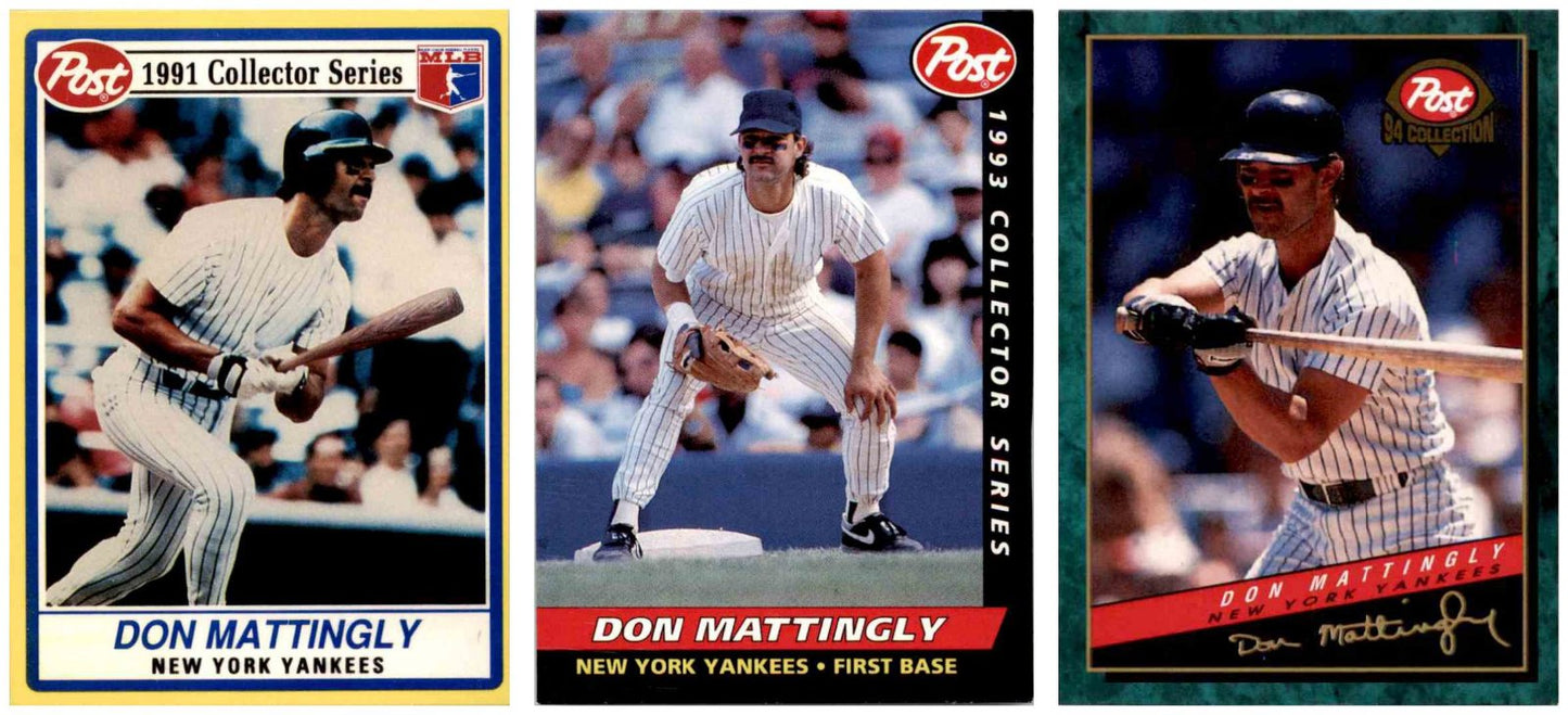 1991, 1993 & 1994 Post Cereal Baseball Don Mattingly Yankees Baseball Card Lot
