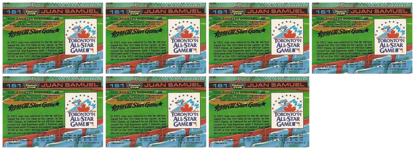 (7) 1992 Stadium Club Dome Baseball #161 Juan Samuel Dodgers Card Lot