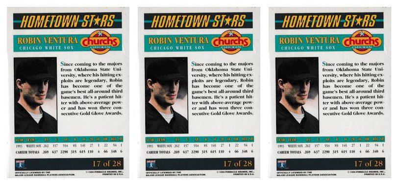 (3) 1994 Pinnacle Church's Hometown Stars #17 Robin Ventura Lot White Sox
