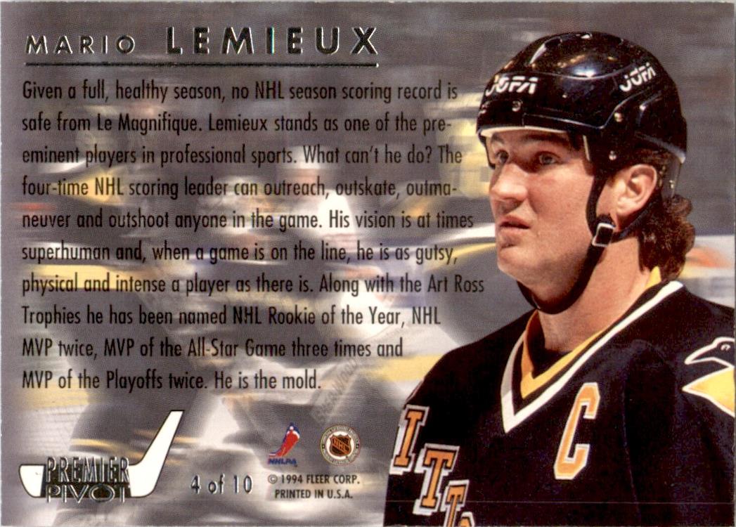 1993 Ultra Premier Pivots #4 Mario Lemieux Pittsburgh Penguins
