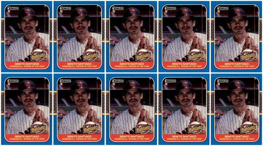 (10) 1987 Donruss Highlights #55 Benito Santiago San Diego Padres Card Lot
