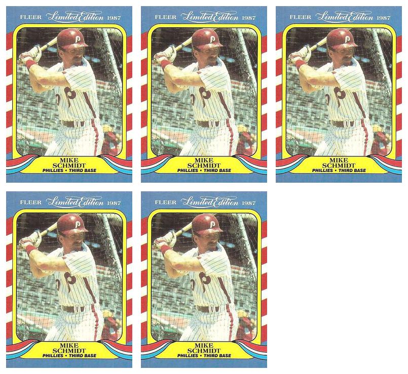 (5) 1987 Fleer Limited Edition Baseball #37 Mike Schmidt Lot Phillies