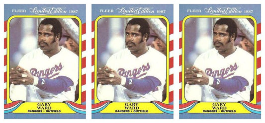 (3) 1987 Fleer Limited Edition Baseball #41 Gary Ward Lot Texas Rangers