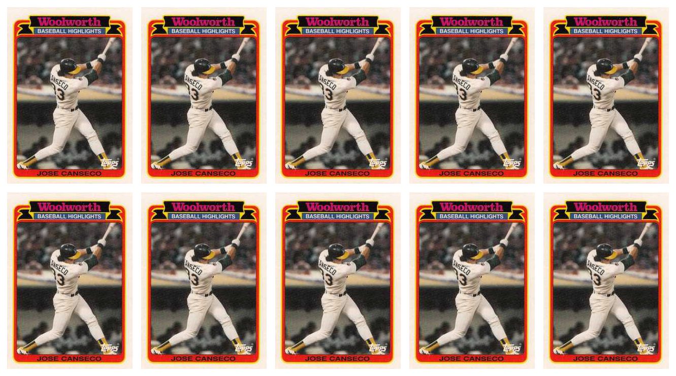 (10) 1989 Topps Woolworth Baseball Highlights #23 Jose Canseco Lot Athletics