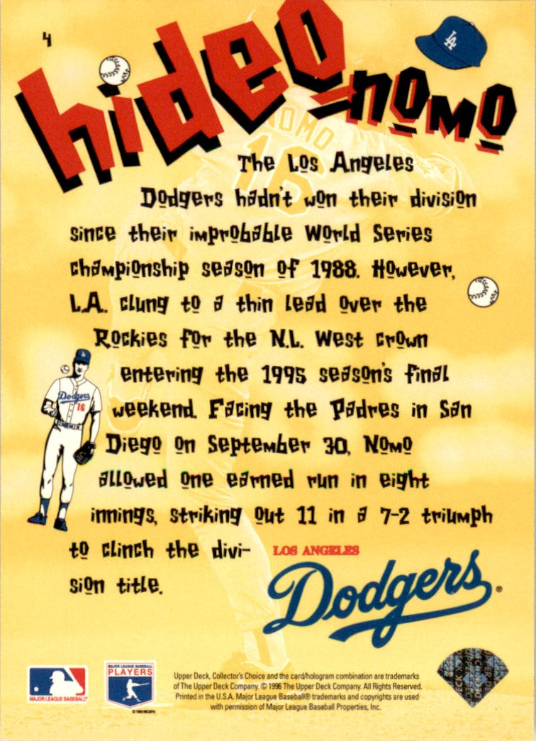 1996 Collector's Choice Hideo Nomo Scrapbook #4 Hideo Nomo Los Angeles Dodgers