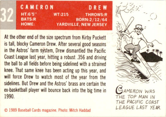 1989 Baseball Card Magazine '59 Topps Replicas #32 Cameron Drew Houston Astros