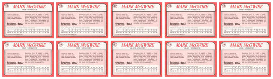 (10) 1988 Topps Revco League Leaders Baseball #17 Mark McGwire Lot Athletics