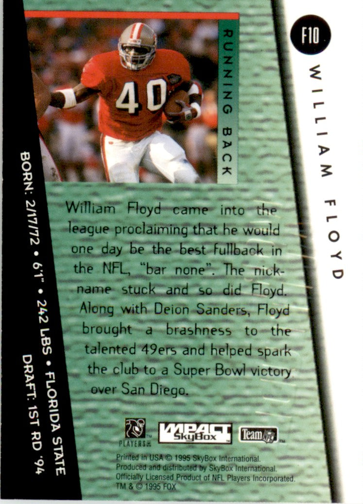 1995 SkyBox Impact Fox More Attitude #F10 William Floyd San Francisco 49ers