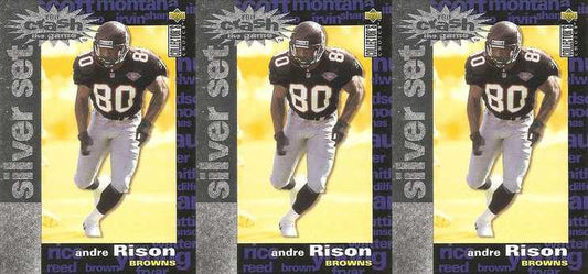 (3) 1995 Coll. Choice Crash The Game Silver Football #C25 Andre Rison Lot