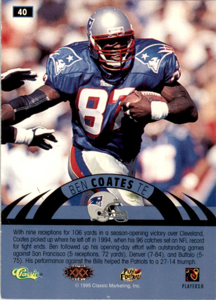 1996 Classic NFL Experience Super Bowl Gold #40 Ben Coates Patriots