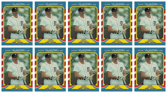 (10) 1987 Fleer Limited Edition Baseball #17 Kirk Gibson Lot Detroit Tigers